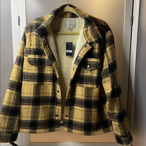 Lucky Brand Flannel Sherpa lined jacket Women's Size Large snap Front NWT - Picture 1 of 10
